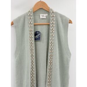Vintage Madeleine Cardigan‎ Sweater Women Medium Angora Wool Green Old Money New
